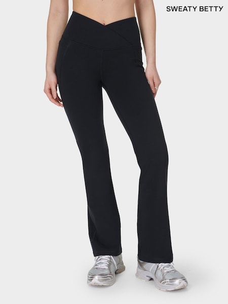 Sweaty Betty Black Power 32 Workout Boot Cut Trouser Wrap Waist (F47540) | £90