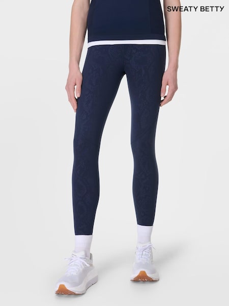 Sweaty Betty Blue 7/8 Length Power Embossed Workout Leggings (F47573) | £88
