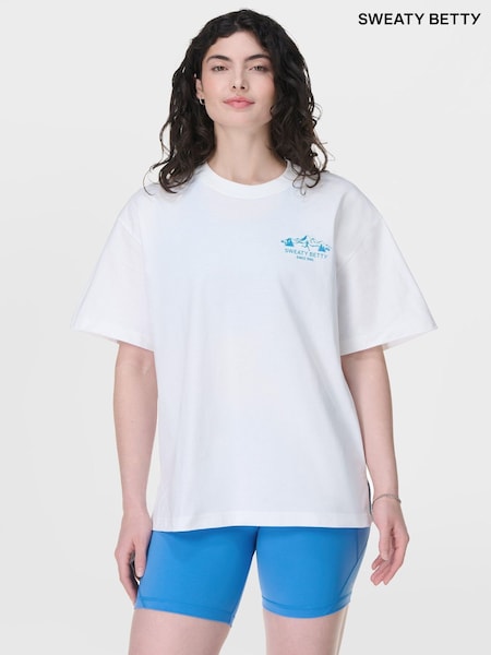Sweaty Betty White Explore More 100% Cotton T-Shirt (F47585) | £35