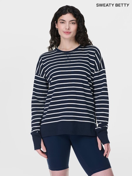 Sweaty Betty Light Blue Pink After Class Longline Sweatshirt (F47599) | £50