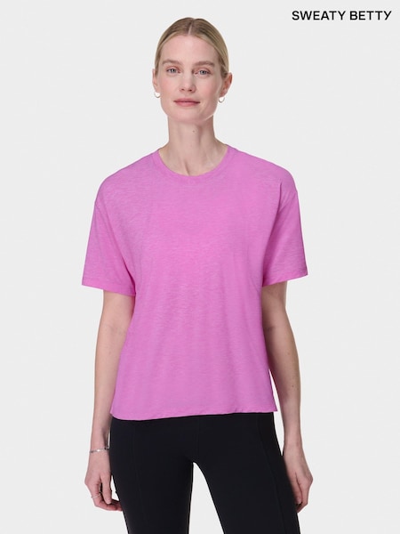 Sweaty Betty Pink Soft Flow Studio T-Shirt (F47600) | £55