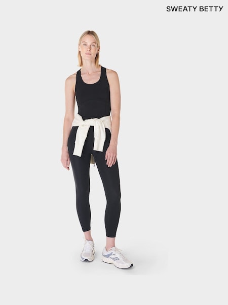 Sweaty Betty Black 7/8 Length All Day 7/8 Embossed Leggings (F47604) | £65