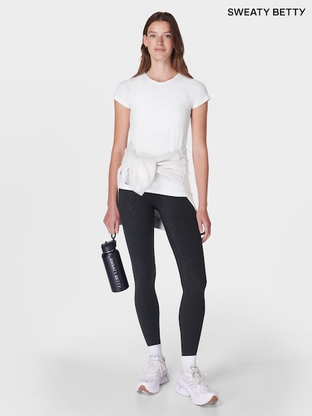 Sweaty Betty Black Full Length Power Embossed Workout Leggings (F47613) | £88