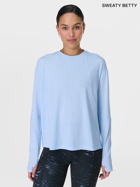 Sweaty Betty Blue Soft Flow Studio Long Sleeve Top (F47631) | £65