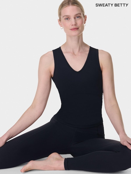 Sweaty Betty Black Gaia V-Neck Tank (F47705) | £45