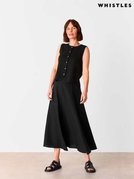Whistles Black Lucy Button Front Knit Tank (F47816) | £85