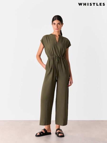 Whistles Green Petite Sleeveless Drawstring Jumpsuit (F47819) | £129