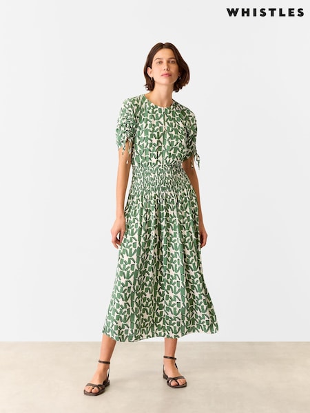Whistles White Abstract Squares Midi Dress (F47823) | £169