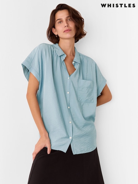 Whistles Blue Nicola Button Through Shirt (F47833) | £69