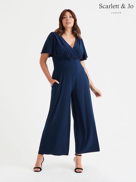 Scarlett & Jo Blue Solid Wrap Lounge Jumpsuit (F47837) | £80