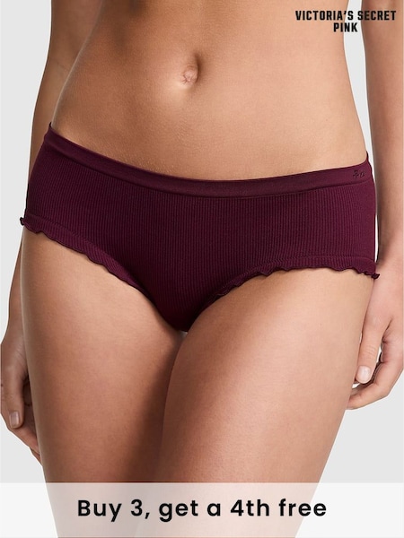 Victoria's Secret PINK Purple Rose Hipster Seamless Lettuce Edge Knickers (F48003) | £9