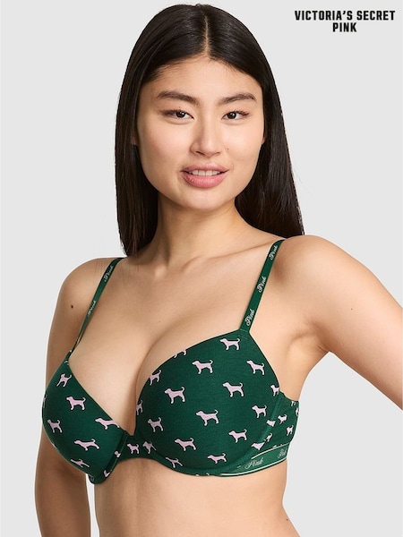 Victoria's Secret PINK Jaguar Green Super Push Up Cotton Logo Bra (F48015) | £29