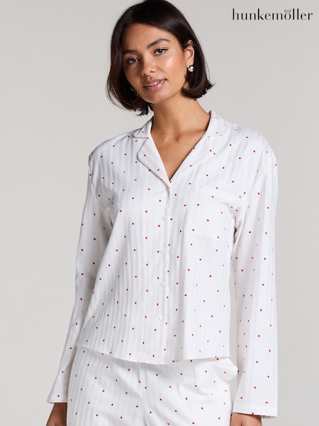 Hunkemoller White Long Sleeve 100% Cotton Pyjama Top (F48018) | £29