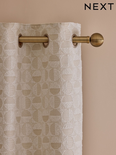 Natural Cosy Jacquard Lined Eyelet Curtains (F48026) | £80 - £180