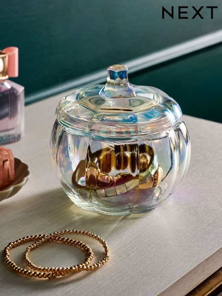 Clear Glass Pumpkin Trinket Pot (F48052) | £9