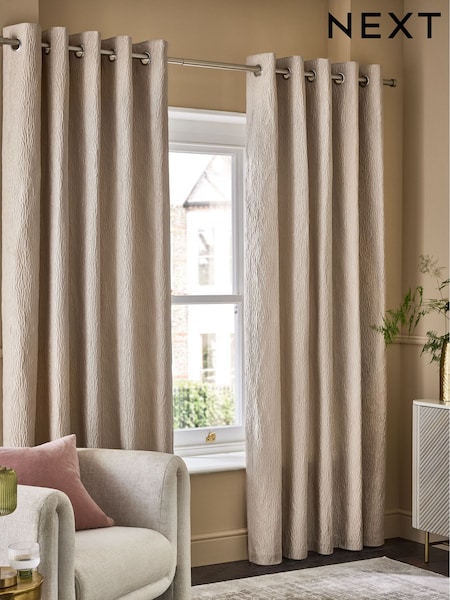 Champagne Gold Crinkle Faux Silk Lined Curtains (F48053) | £70 - £155