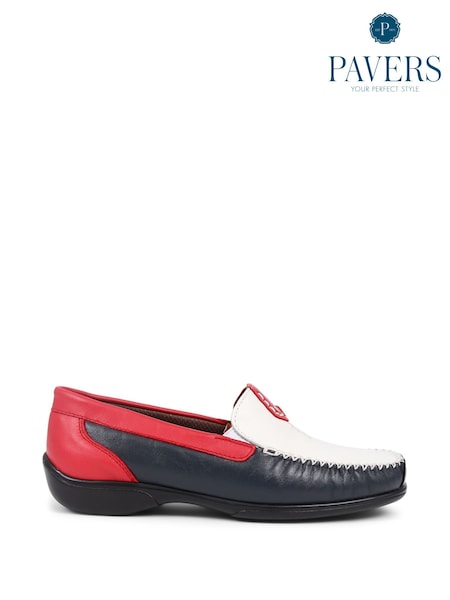 Pavers White-Multi Leather Moccasins (F48124) | £50