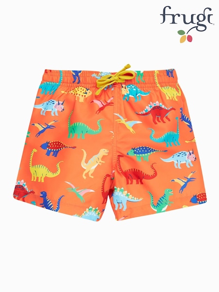 Frugi Orange Dinosaur Board Shorts - Swimwear (F48138) | £24 - £26