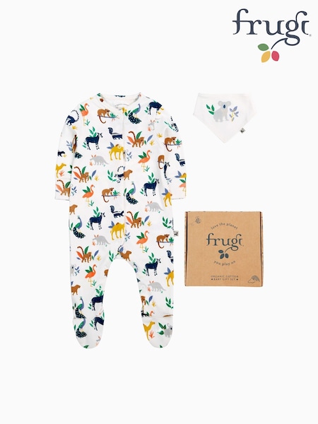 Frugi Wild Life 100% Organic Cotton White Gift Set (F48147) | £25