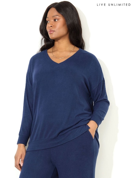 Live Unlimited Blue Curve Supersoft V-Neck Relaxed Longline Top (F48173) | £45