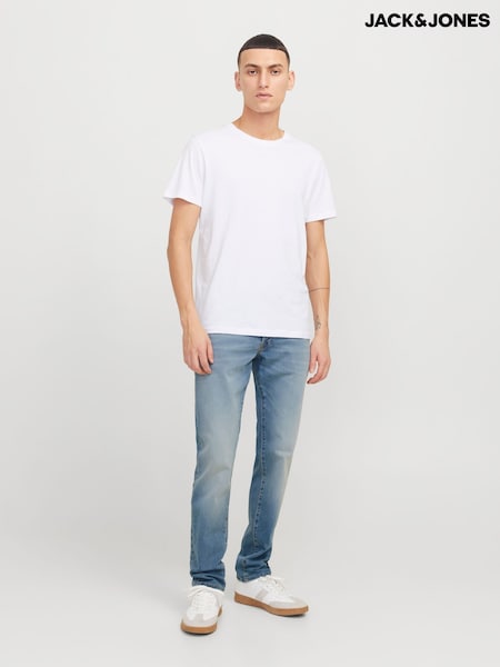 JACK & JONES Blue Mike Fox Stretch Fit Tapered Jeans (F48177) | £45
