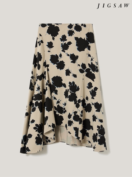 Jigsaw Natural Outline Rose Cotton Skirt (F48236) | £145
