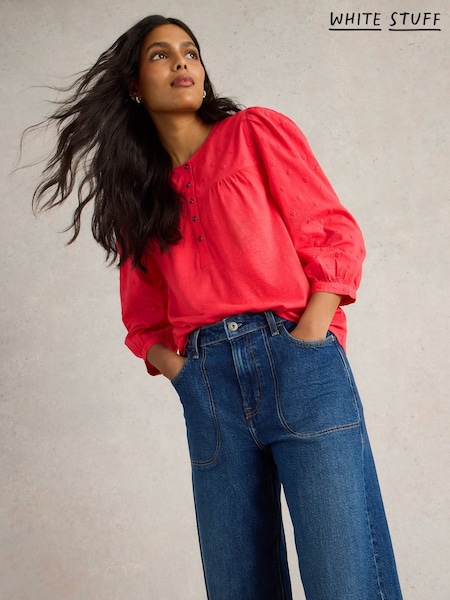 White Stuff Pink Elise Dobby Mix Top (F48304) | £45