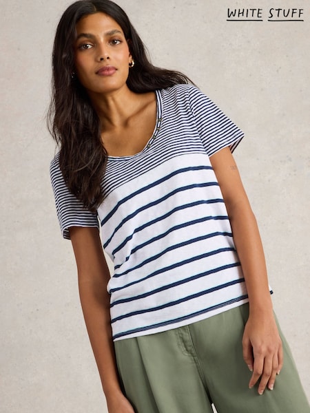 White Stuff Blue Nadia Short Sleeve T-Shirt (F48320) | £29.50