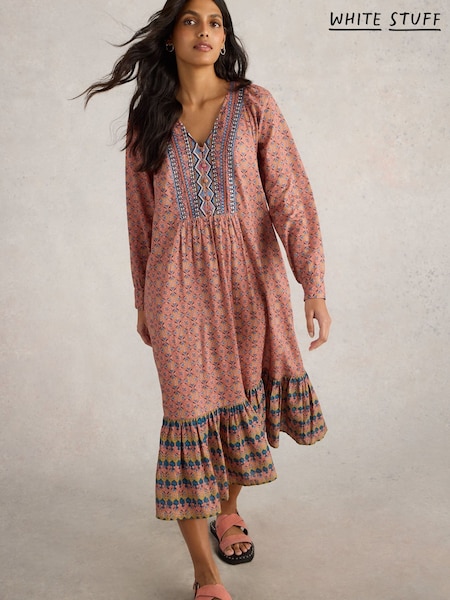 White Stuff Pink Abigail Embroidered Dress (F48332) | £120