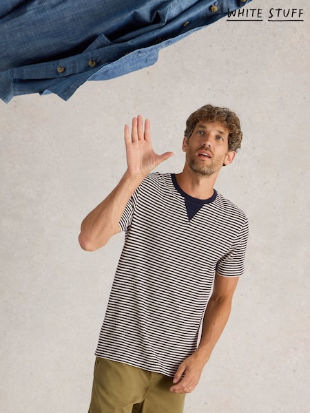 White Stuff Blue Striped Rib T-Shirt (F48344) | £30