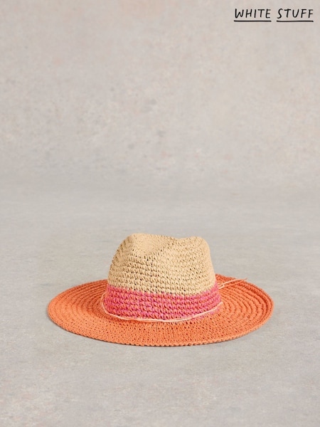 White Stuff Pink Colour Block Fedora Hat (F48349) | £25