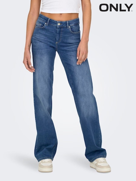 ONLY Blue Blush Mid Rise Straight Leg Jeans With Super Stretch (F48363) | £42