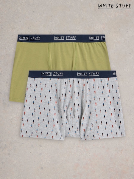 White Stuff Grey Plain & Print Boxers 2 Pack (F48425) | £20