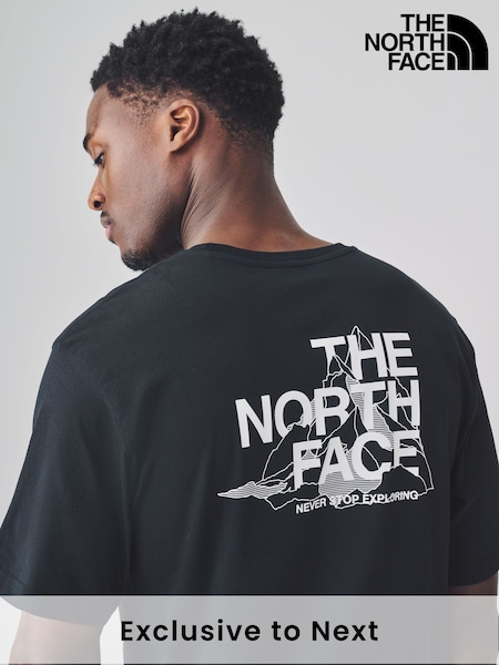 The North Face Black Mountaiin Sketch Back Print 100% Cotton T-Shirt (F48550) | £28