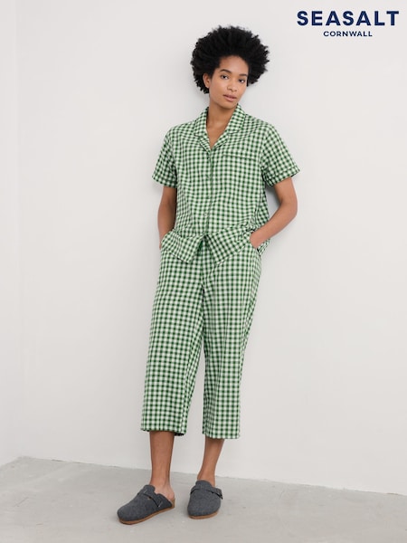 Seasalt Cornwall Green Nesting Bird Short Sleeve 100% Cotton Pyjamas (F48650) | £58