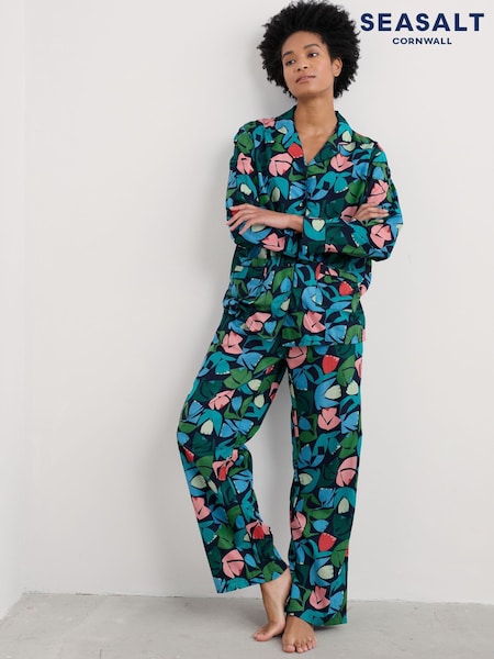 Seasalt Cornwall Black Multi View Point 100% Cotton Pyjamas (F48654) | £60