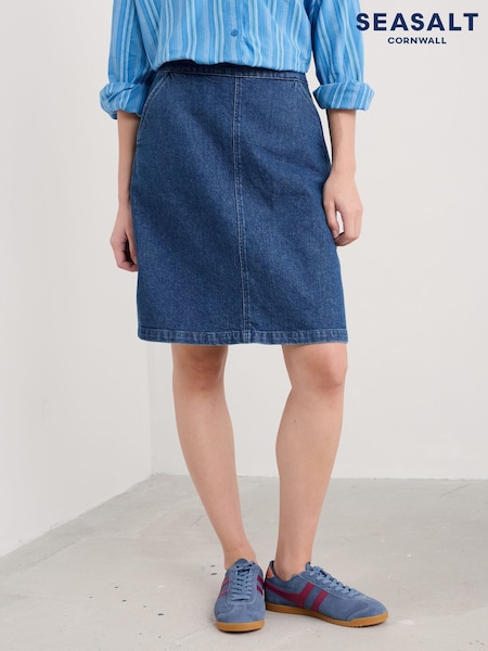 Seasalt Cornwall Blue Dovetail A-Line Corduroy Skirt (F48669) | £56