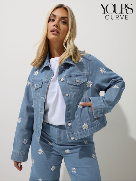 Yours Curve Blue Limited Daisy Denim Jacket (F48778) | £48