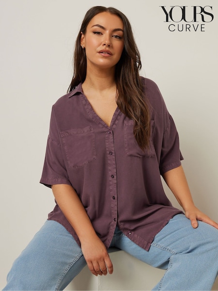 Yours Curve Purple Chambray Desert Shirt (F48784) | £27