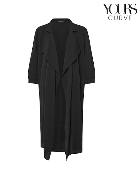 Yours Curve Black Longline Duster Jacket (F48865) | £42