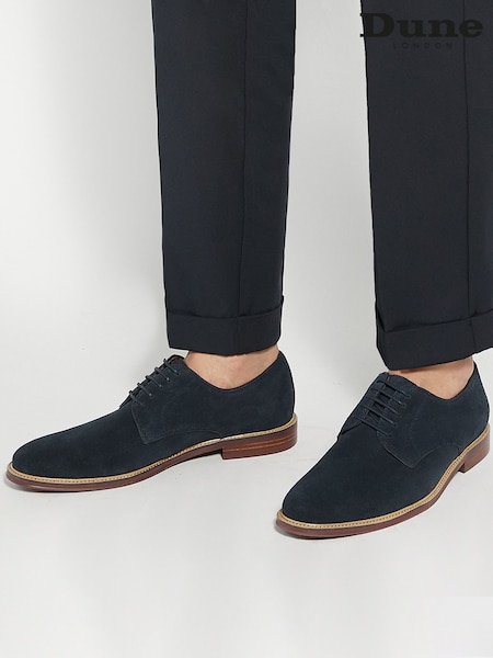 Dune London Blue Stanley Soft Leather Gibson Shoes (F48910) | £119