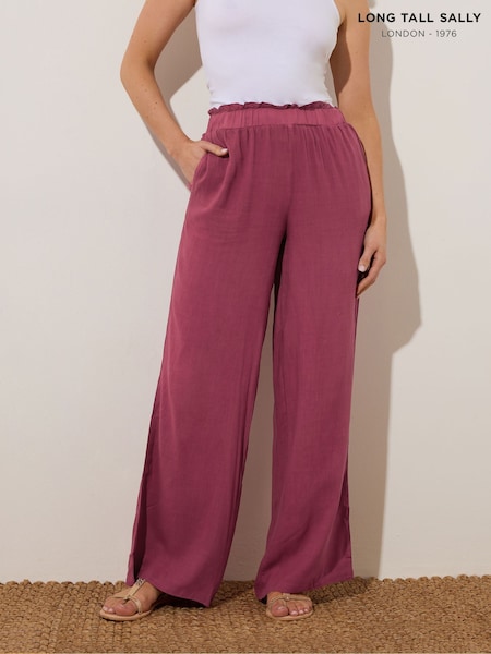 Long Tall Sally Red Acid Wash Viscose Trousers (F48941) | £33
