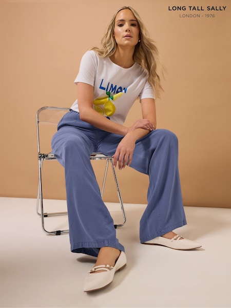 Long Tall Sally Blue Acid Wash Viscose Trousers (F48943) | £33