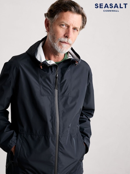 Seasalt Cornwall Blue Mens Sailing Time Lightweight Waterproof Jacket (F48960) | £115