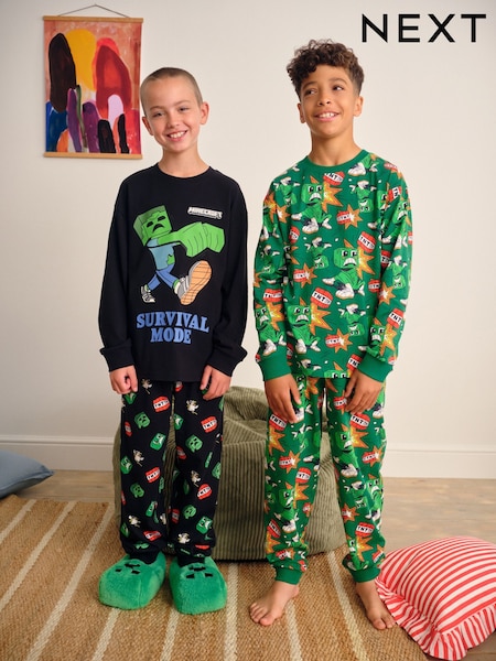 Green/Black Minecraft License Jogger Pyjamas 2 Pack (5-16yrs) (F48966) | £30 - £39
