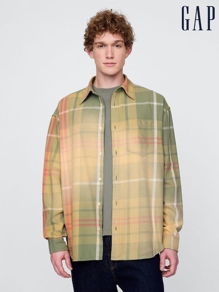 Gap Green Check Cotton Twill Oversized Shirt (F49025) | £60