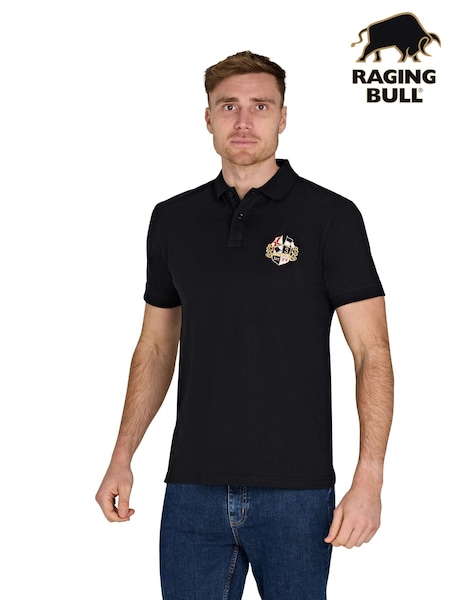 Raging Bull Classic 100% Cotton Crest Black Polo Shirt (F49040) | £55 - £60