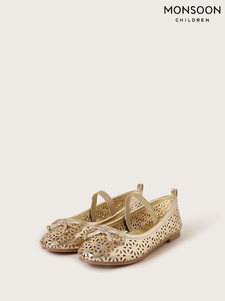 Monsoon Gold Cutwork Metallic Ballet Flats (F49093) | £25 - £29