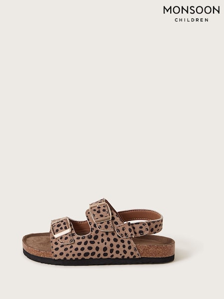 Monsoon Brown Leopard Print Buckle Sandals (F49122) | £22 - £26