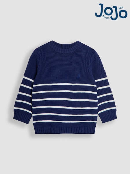 JoJo Maman Bébé Blue Classic Stripe Jumper (F49197) | £24 - £27